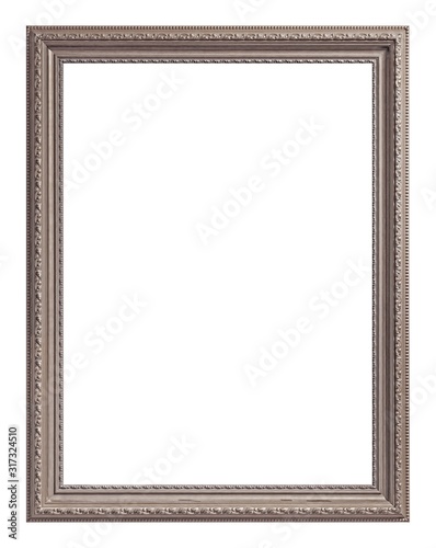Silver frame for paintings, mirrors or photo isolated on white background 