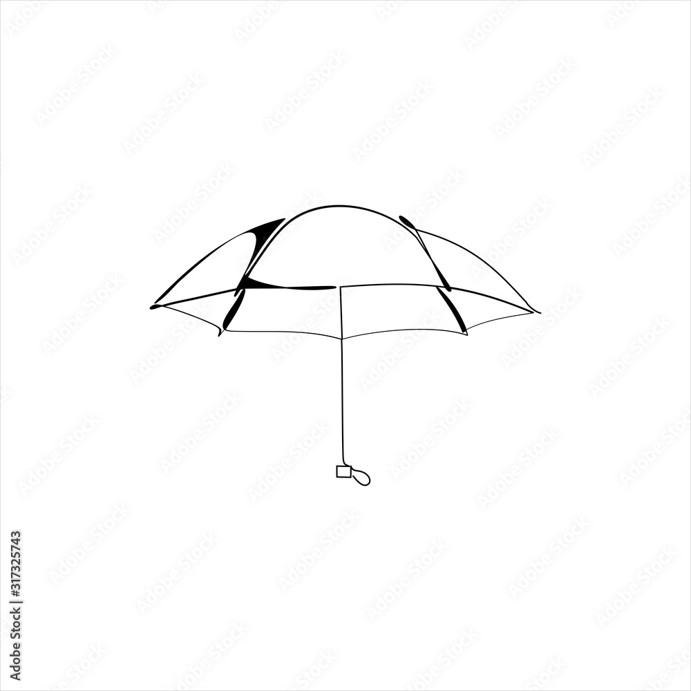 line drawing of umbrella.Accommodation flat vector icon