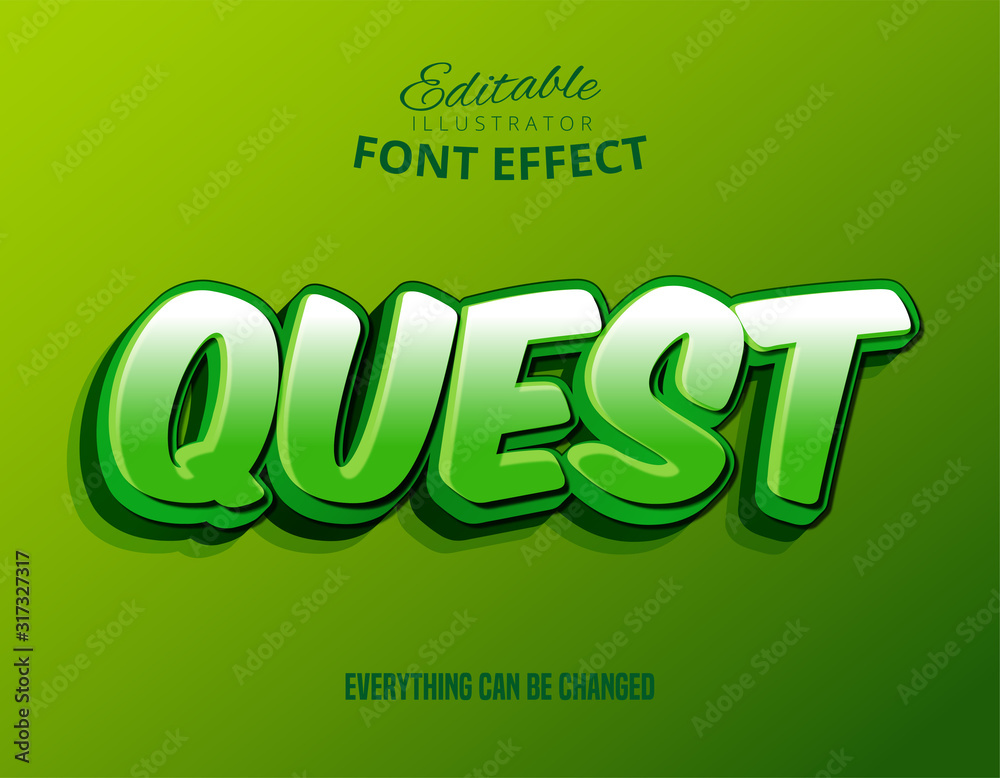 Quest text, editable text effect - obrazy, fototapety, plakaty 