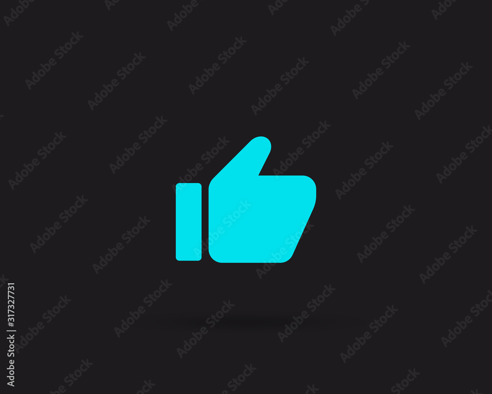Fototapeta premium Thump up icon, like button vector web icon isolated on black background, EPS 10, top view