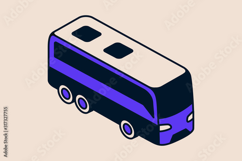 Long modern bus isometric icon, trending vector illustration.