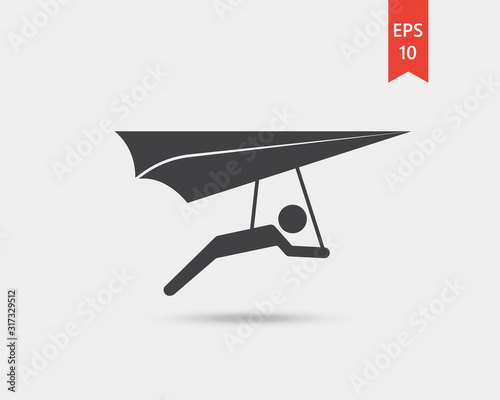 Hang gliding icon, hang glider vector web icon isolated on white background, EPS 10, top view	