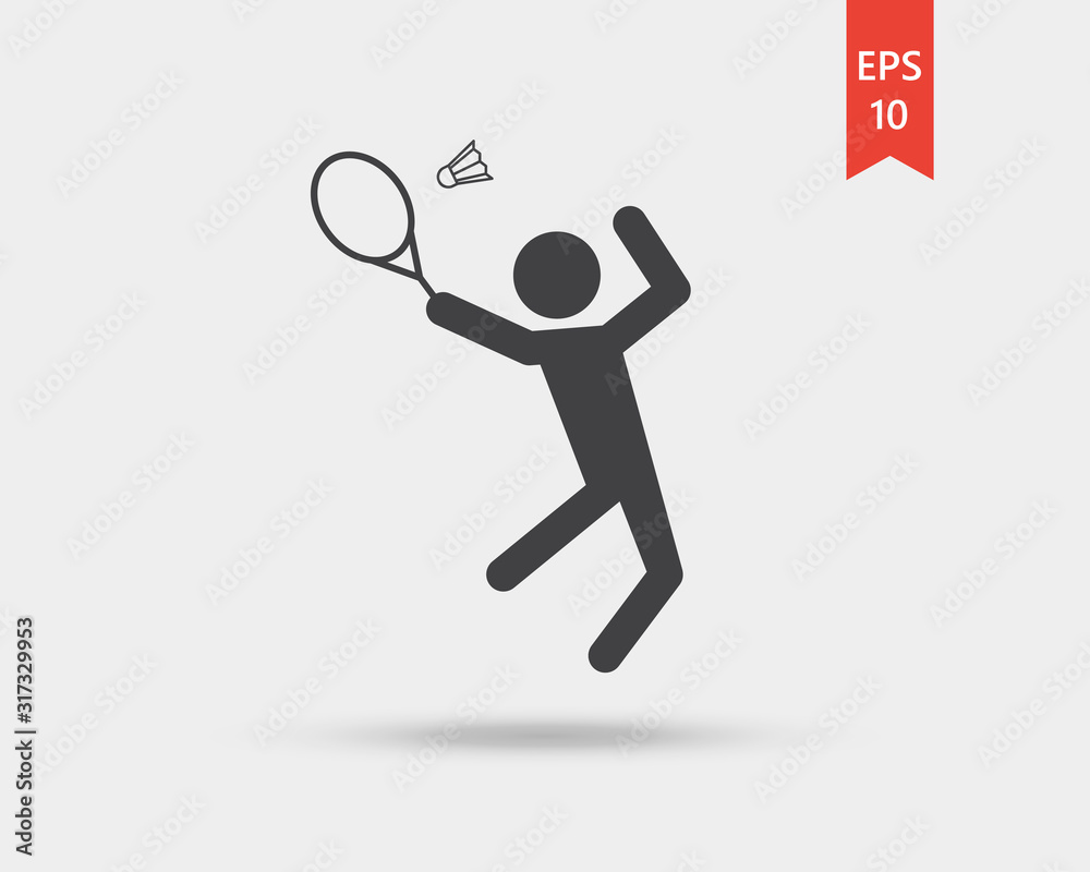 Badminton icon, Badminton player vector web icon isolated on white  background, EPS 10, top view Stock Vector | Adobe Stock