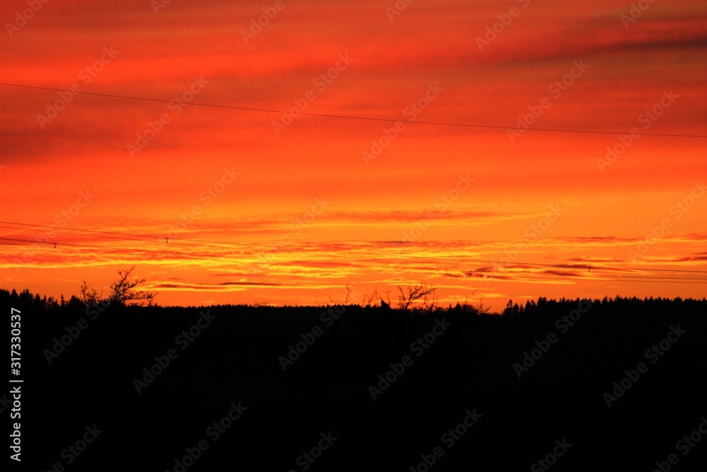 abendrot, himmel, sonne, orange, abenddämmerung, landschaft, sonnenaufgang