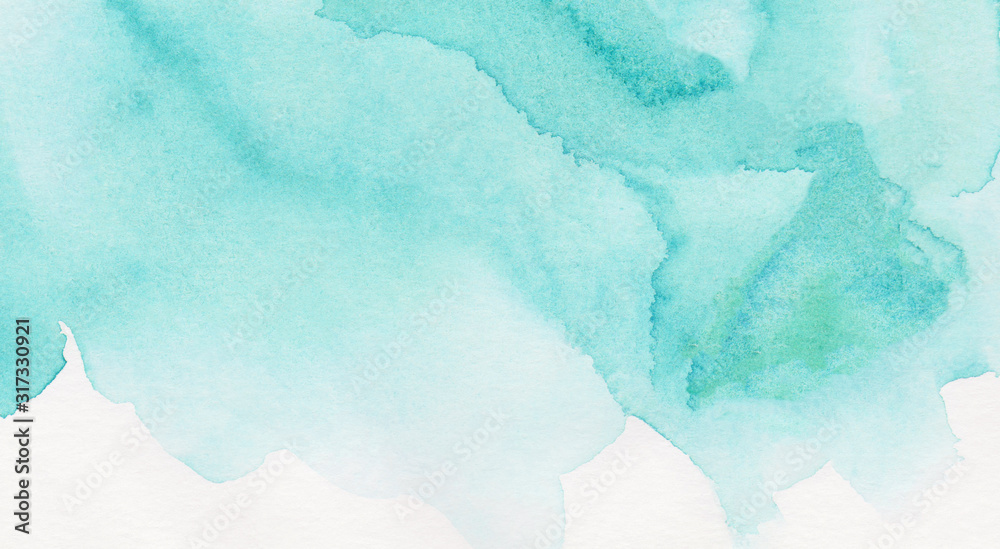 Light turquoise color watercolor illustration, creative smeared sky shades frame. Aquarelle textured canvas for vintage design, invitation card Stock Illustration | Adobe Stock