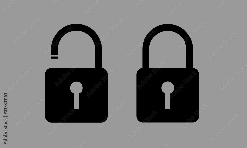 Open and closed padlock icon. Vector isolated. Open and closed padlock icon. Vector isolated.