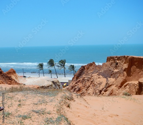 Cliffs in Beberibe, Ceara, Brazil, sands of Morro Branco beach.
