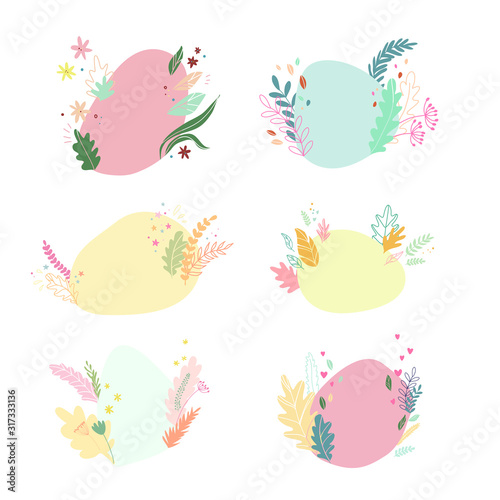 Set of vector backgrounds with floral elements