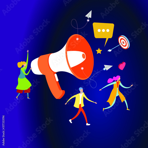 Alert Advertising. Public Relations and Affairs. Pr Agency Marketing Team. Work with Huge Megaphone. Social Media Promotion. Flat Vector Illustration 3d vector isometric illustration.