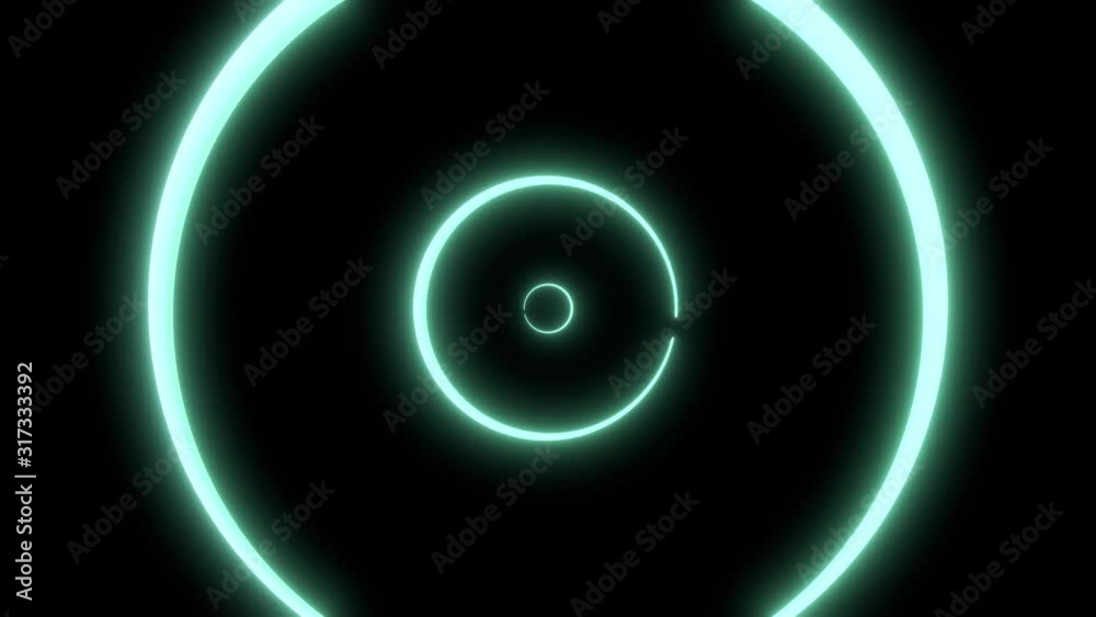4K light blue-green (aqua menthe) circles with soft glow as loading progress bar. Motion graphic seamless loop