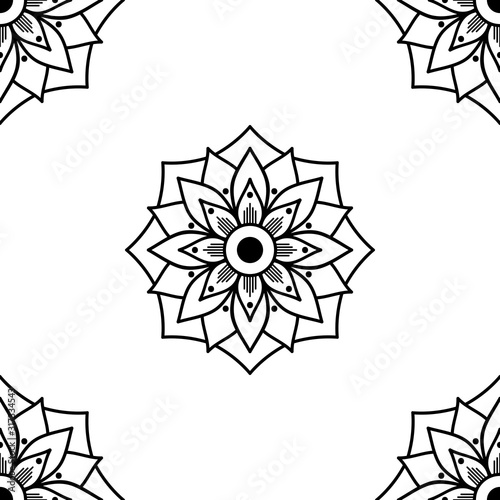 Mandala decorative ornament. Can be used for greeting card, phone case print, etc. Hand drawn background, vector isolated on white. EPS 10 