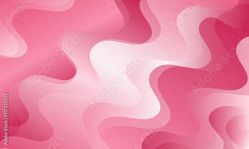 Pink, girly background with overlapping wavy, wobbly, wiggling shapes with colorful gradients made of shades of dark to light pink. Great for banners or backdrops for with room for text and images.