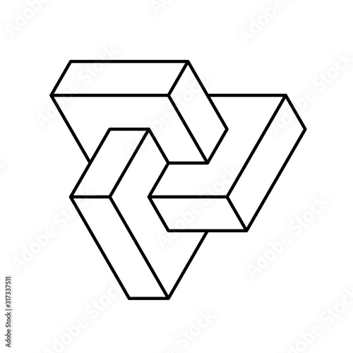 Impossible shape, optical illusion. Geometric optical illusion shapes for logo or identity photo