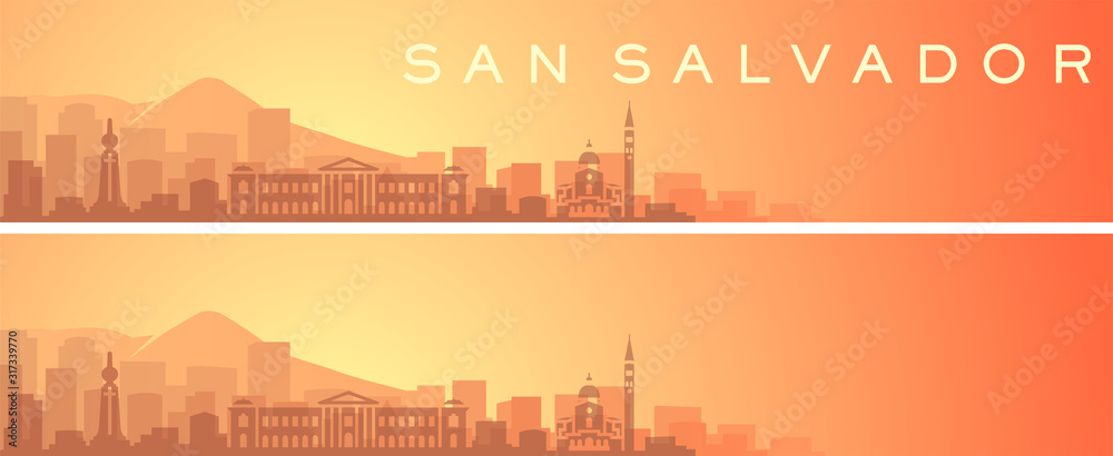 San Salvador Beautiful Skyline Scenery Banner - obrazy, fototapety, plakaty 