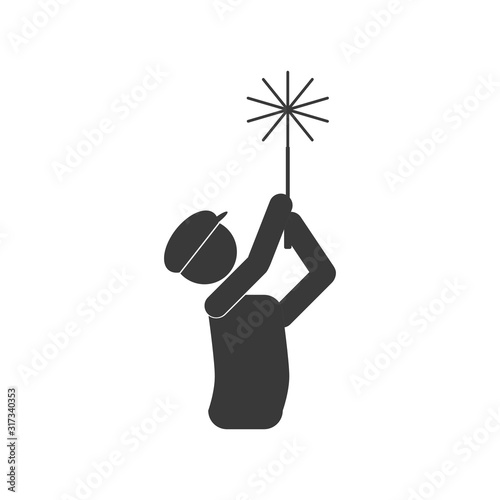Chimney sweeper icon in action in vector
