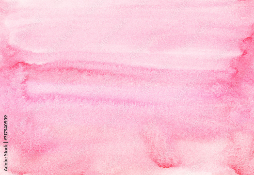 Watercolor light pink background painting. Watercolour pastel fuchsia liquid texture overlay.