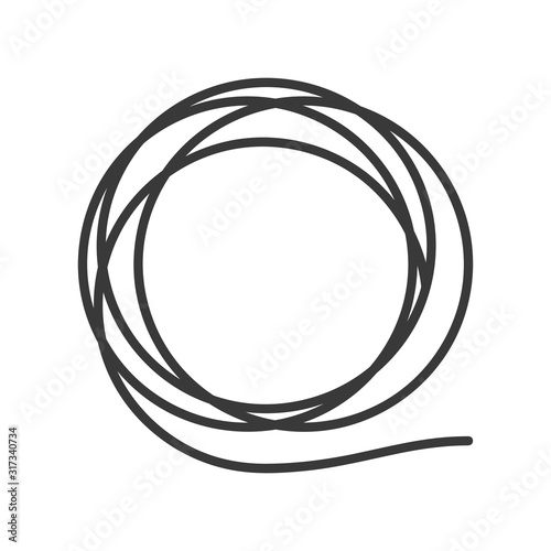 Hose or wire icon coiled in a circle in vector