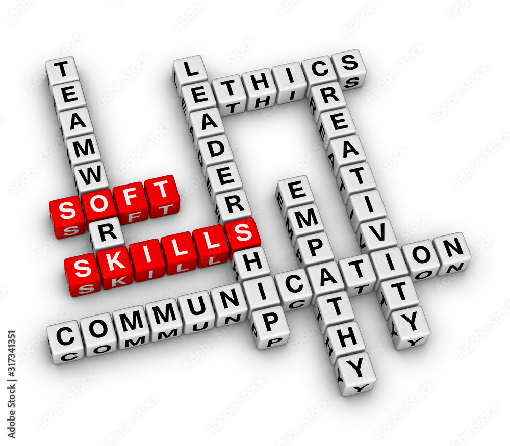 Personal Soft Skills Concept Word Cloud. 3D cubes crossword puzzle on white background. Personal Soft Skills Concept Word Cloud. 3D cubes crossword puzzle on white background.