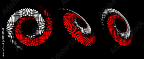 Abstract dotted vector background. Halftone effect. Spiral dotted background or icon. Yin and yang style