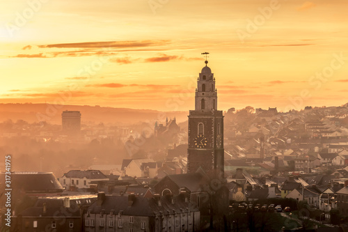Obraz na płótnie Beautiful sunset scene Cork Ireland Patrick's Hill panorama Shandon Bell church w salonie