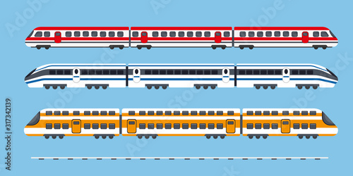 Set of passenger express electric trains.