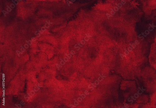 Watercolor deep red texture background hand painted. Watercolour red wine color backdrop. 