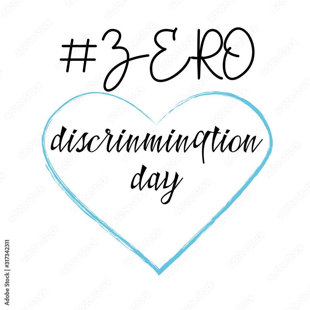 Typography poster for Zero Discrimination Day on 1 March  Illustration. UN Holidays. Human rights concept.