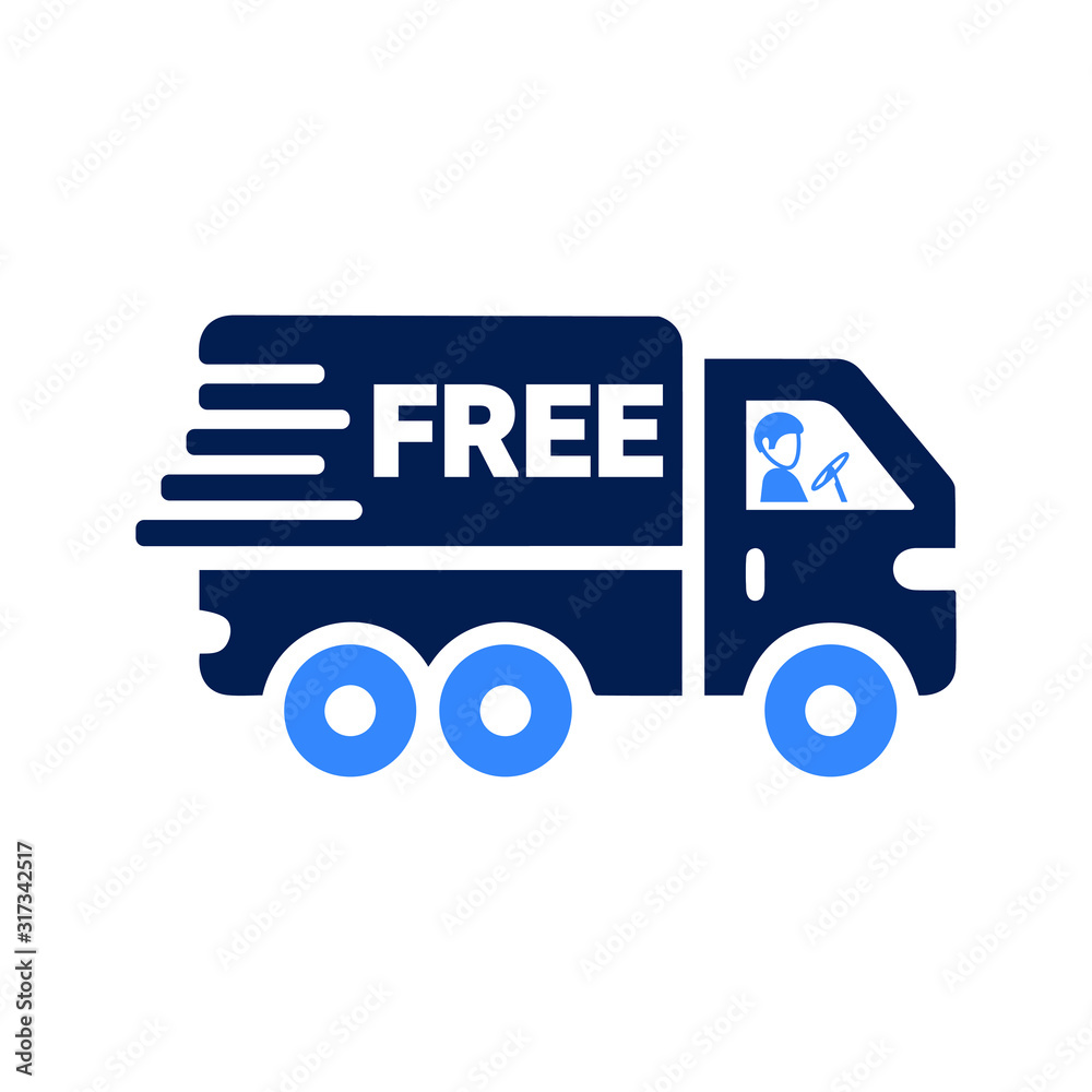 Free delivery van icon, cost free shipping Free delivery van icon, cost free shipping
