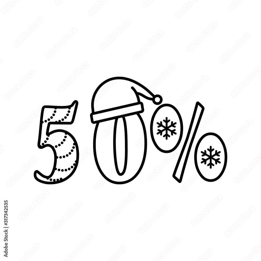Snowflake 50% icon. Simple line, outline vector elements of winter sale icons for ui and ux, website or mobile application Snowflake 50% icon. Simple line, outline vector elements of winter sale icons for ui and ux, website or mobile application