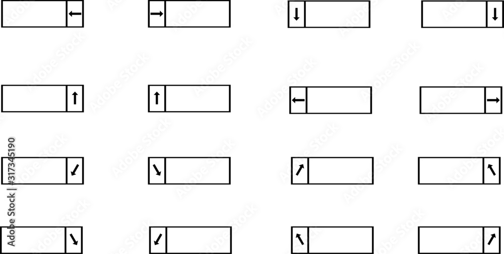 set of vector icons of arrows inside regtangle with copy space set of vector icons of arrows inside regtangle with copy space