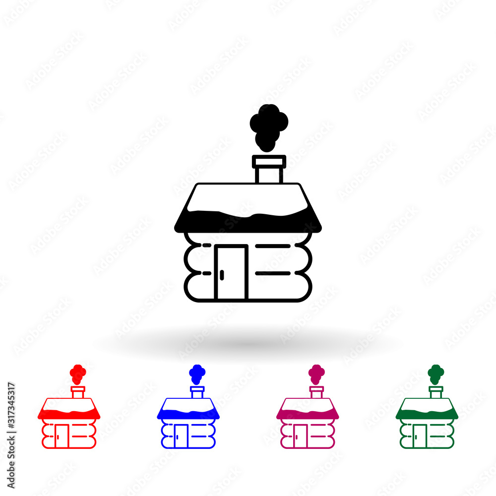 Small hut multi color icon. Simple glyph, flat vector of winter icons for ui and ux, website or mobile application