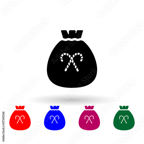 Bag of candies multi color icon. Simple glyph, flat vector of winter icons for ui and ux, website or mobile application