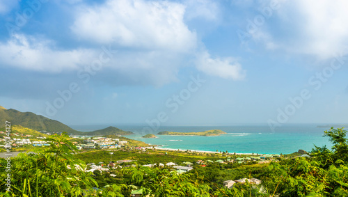 Panorama of Orient Bay on the island of Saint Martin in the Caribbean
