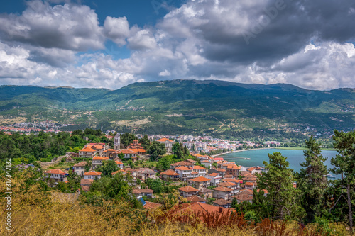 Panorama of Ohrid city in North Macedonia.