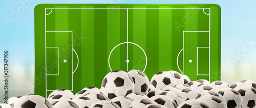pile of soccer balls 3d-ill...