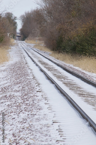 railroad tracks in snow