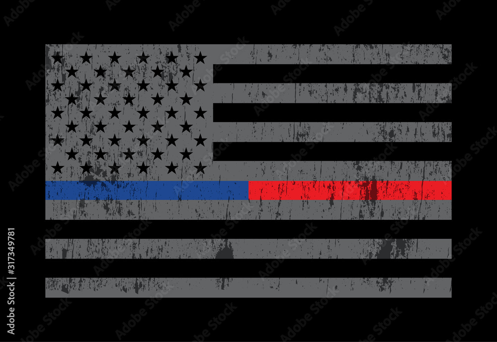 Grey Police and Firefighter Flag Background Illustration