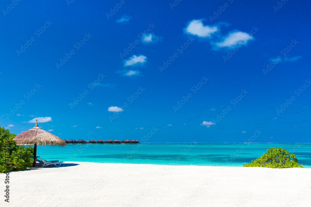  landscape of Maldives beach. Tropical sea . Background for summer holiday and vacation concept.