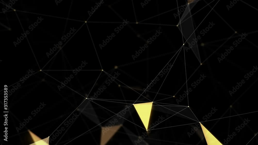 Abstract growing network connections. Black and yellow. 