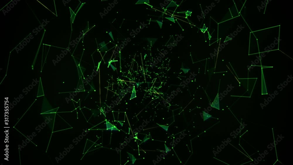 Abstract growing network connections. Lines, triangles and points. Black and yellow. Loopable. Perfect to use as technology, communication or social media background. More options in my portfolio.