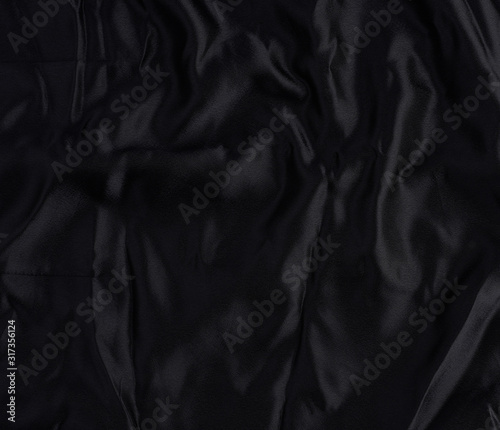 black satin textile fabric, piece of fabric for sewing curtains and things