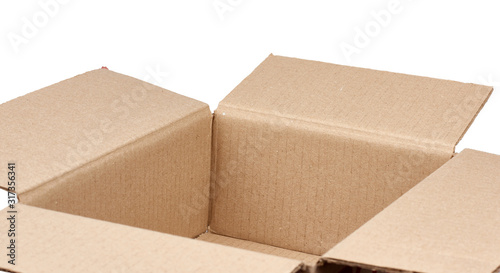 open empty brown square cardboard box