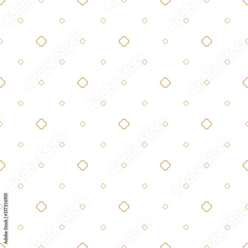 Subtle golden vector seamless pattern. Abstract ornament with flower silhouettes