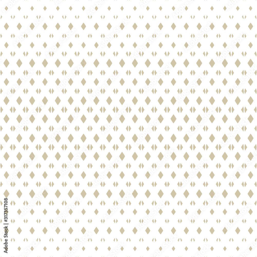 White and gold vector diamonds seamless pattern with small fading rhombuses