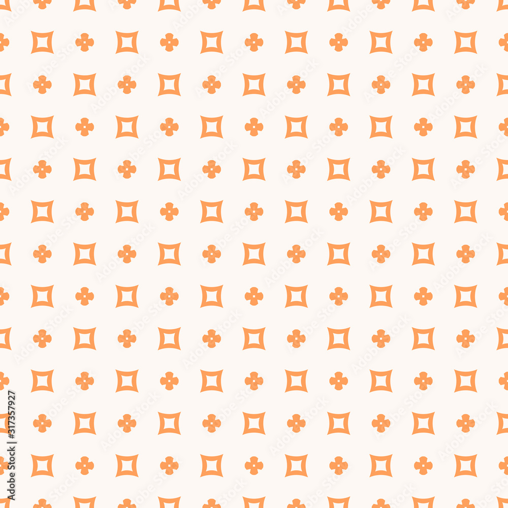 Simple vector minimalist floral geometric seamless pattern. Orange and white Simple vector minimalist floral geometric seamless pattern. Orange and white