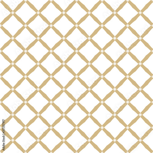 Golden vector abstract geometric seamless pattern with square mesh, net, grid