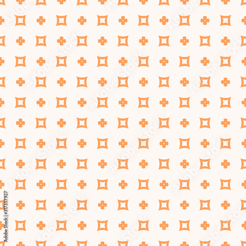 Simple vector minimalist floral geometric seamless pattern. Orange and white