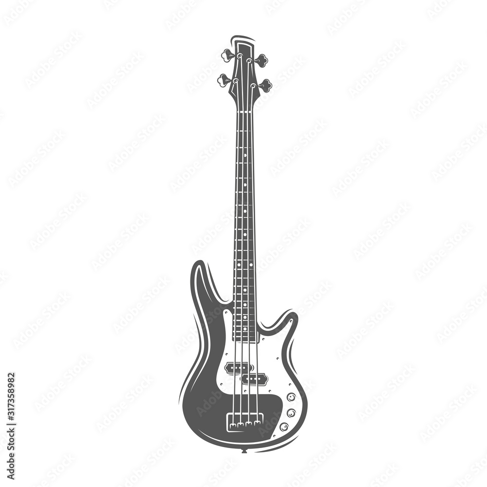 Fototapeta premium Guitar silhouette isolated on a white background