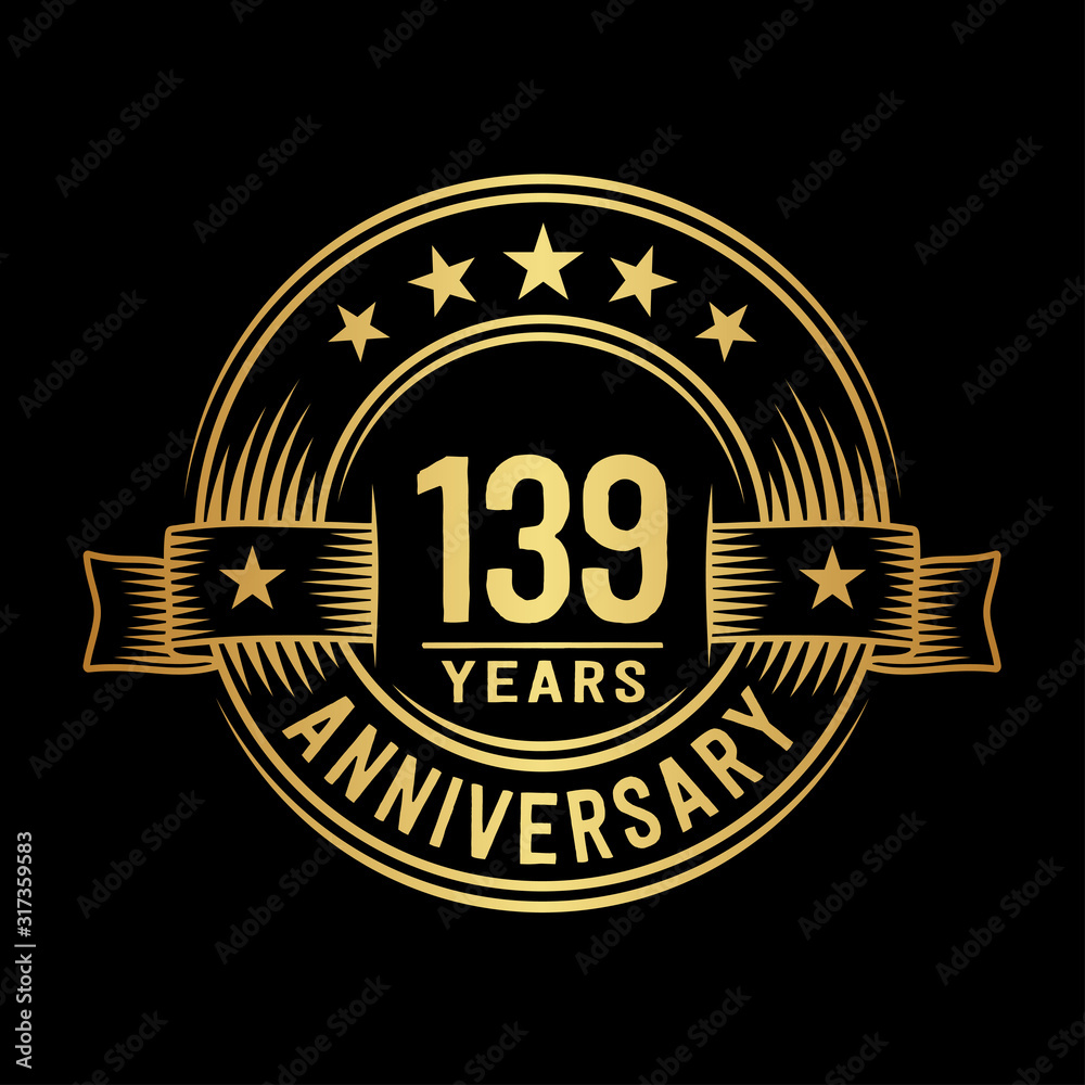 139 years anniversary celebration logotype. Vector and illustration.