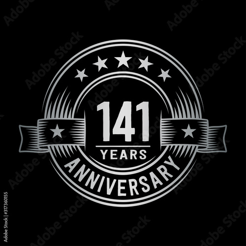 141 years anniversary celebration logotype. Vector and illustration.